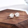 Pendientes de plata S999 para mujer, con sonrisa, temperamento dulce, cara sonriente sencilla, gancho para la oreja, personalidad, tornillo, bola, pendientes para mujer