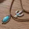 Set de 3 Piezas de Collar Imitación Turquesa Vintage Más Vendido Transfronterizo Europeo y Americano, Collares en Capas Étnicos Bohemios para Mujer