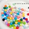 Colección de Cuentas Redondas Acrílicas de Color Sólido Pulsera Collar Cadena para Teléfono Móvil Cuentas Agujero Recto Básico Joyería Colorida Cuentas Sueltas