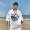 Camiseta de Manga Corta para Hombre, Marca de Verano de Moda, Algodón Casual Oversize 200g, Estilo Pareja, Estilo Hong Kong, Corte Holgado, Tallas Grandes, Ins