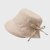 Sombrero de Pescador Enroscado de Cuadros Japoneses para Niños Primavera y Verano Protección Solar y Sombrilla para Exteriores Sombrero Cubeta Lazo Sombrero de Sol Versátil