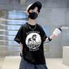 Camiseta de algodón de manga corta para niño, estilo nuevo de verano 2025, ropa para niños de tallas medianas y grandes, top de calle elegante y a la moda para niños, ropa de verano.