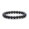 Pulsera de Piedra Natural de Venta Caliente Europea y Americana Pulsera Pulsera Elástica 8 mm Piedra Ojo de Tigre Turquesa Blanca Ágata Pulsera de Cuentas