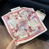 Pañuelo de Seda 70 Cuadrado Moda Coreana de Alta Gama Versátil Profesional Seda Sintética Pequeño Pañuelo de Cuello Estampado Retro Pañuelo de Seda para Mujer