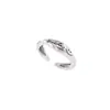 Anillo de plata de ley s925 con letra sonriente para mujer, diseño de nicho, dulce, fresco, retro, irregular, anillo abierto con carita sonriente.