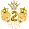 Set de Globos Digitales de Corona Transfronterizos en Varias Formas para Decoración Temática de Fiesta de Primer Cumpleaños Infantil Globos de Papel de Aluminio