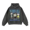 Sudadera con Estampado de Banda Otoño e Invierno Diseño de Sudadera con Capucha Callejera Europea y Americana Street Retro Talla Grande Holgada Sudadera
