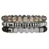 Popular en Europa y América, pulsera hecha a mano con cuentas de piedra de hiel negra para hombre, accesorio simple y elegante para hombre, adecuado para el uso diario, juego de pulseras apilables