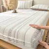Juego de Sábana Bajera Ajustable de Algodón Puro Lavado Jacquard Pieza Única 100% Algodón Funda de Sábana Protector de Colchón Juego de Tres Piezas