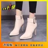 Botas de tornozelo salto agulha 2026 Europeias e Americanas sexy plataforma saltos super altos para o ano todo outono e inverno combinação com casacos bico fino Botas Martin femininas