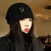 Gorro de Punto Retro Japonés con Botones Holgado para Mujer, Gorro Cálido de Invierno de Alta Gama, Gorro para la Cabeza a Prueba de Frío con Tacto Premium