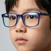 Óculos Quadrados de Silicone para Nariz, Anti-Luz Azul, Sem Grau, Personalizáveis para Lentes de Grau, Armação Retrô Infantil com Rebites
