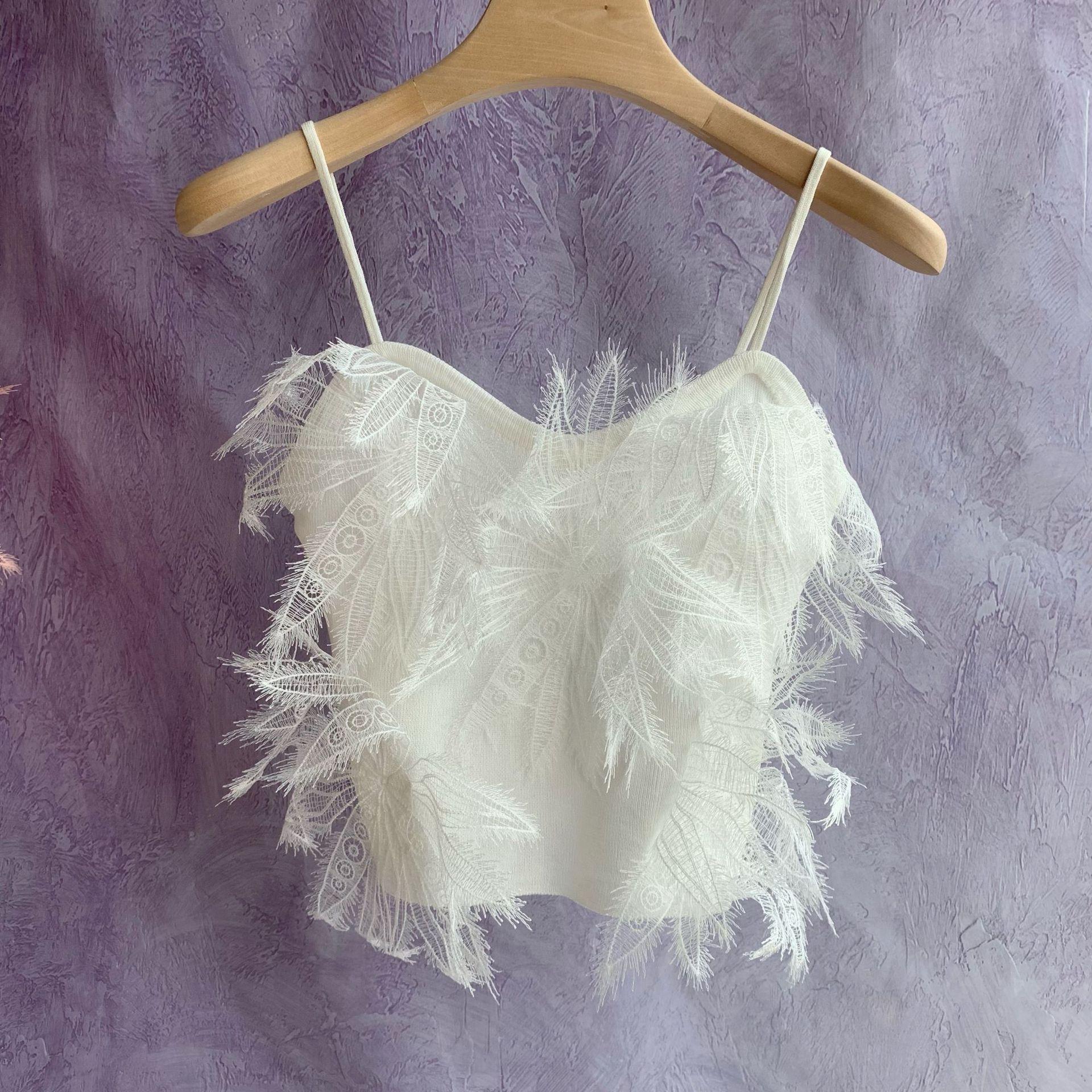 Z-3-30-1  蕾丝羽毛吊带背心 (29)