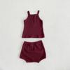 Conjunto de Duas Peças de Algodão com Top Waffle Sem Mangas + Shorts para Bebês e Crianças Pequenas Meninos e Meninas Verão 2026