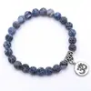 Pulseira de Pedra Vulcânica Moda Transfronteiriça Europeia e Americana Pulseira com Pingente de Estrela do Mar Pedra Natural Onda Lótus Yoga Amazônia