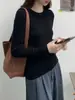 Suéter Base de Lana Pura Fina de Ajuste Delgado con Cuello Redondo para Mujer, Temporada Primavera 2026, Tejido de Punto Pullover Sencillo, Suéter Delgado