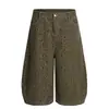 Shorts jeans cleanfi estilo americano retrô verão 2026 lavados desfiados soltos casuais retos de comprimento médio