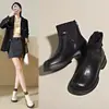 Botines calcetín de moda para mujer, nueva colección otoño/invierno 2026, estilo británico, botines con cremallera trasera, botas ajustadas, botas estilo Martin de cuero suave