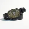 Cinturones vintage europeos y americanos repujados para hombre y mujer, cinturones de cuero estilo vaquero occidental, cinturones personalizados de moda estilo punk hip-hop bohemio