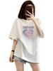 Top Casual Feminino Europeu de Algodão Estampado de Comprimento Médio Plus Size Verão Novo Solto Emagrecedor Tendência Camiseta de Manga Curta