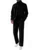 Conjunto de Cardigã com Lapela, Casaco, Terno e Calça Solta de Manga Longa Masculino para Outono Inverno, Conjunto para Deslocamento e Esportes