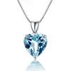 Colgante Topacio Cristal Azul Sintético Corazón Océano Austriaco Quilates Collar Chapado Plata 925 Joyería para Mujer
