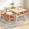 Mesa de comedor para hogar pequeño, mesa de comedor y silla combinadas modernas y sencillas, mesa de comedor de ocio, mesa rectangular nórdica económica