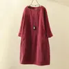 Outono e Inverno Novo Vestido de Veludo Cotelê Retro Cor Sólida Vestido Solto Roupa Feminina Plus Size para Meninas Cheinhas