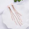 Nuevos pendientes largos de acero de titanio con temperamento para mujer, pendientes con borlas y cadena de hueso de serpiente con estrella de cinco puntas, joyería de oro rosa al por mayor