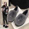 Zapatos Doudou Planos Planos Negros Suela Suave Un Pie Zapatos de Tela Old Beijing para Mujer 2025 Otoño e Invierno Nueva Moda Estampado de Leopardo