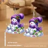 Pingente de Boneco de Neve Transfronteiriço com Papai Noel Brincos de Inverno Acrílicos para Mulheres, Fofos Brincos de Pinguim Planos 4