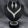Moda Transfronteriza Joyería Popular Europea y Americana, Elegante y Lujoso Conjunto Nupcial de Cadena para el Cuello con Borla Incrustada de Diamantes y Aretes, Gama Alta