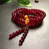 Pulsera de Resina Ámbar Cera de Abeja Transmitida en Vivo con Cuentas Redondas de Ámbar Sangre Color Rojo Vino, Pulsera de Círculo Único, Flota en Agua Salada, Suministro para Vendedores Ambulantes