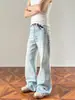 Jeans de sarja estilo americano para homens, calças compridas versáteis para o outono, modelagem reta que afina, versátil e moderno