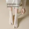 Calcetines de mujer con dedos separados, de media pantorrilla, estilo fino de verano, calcetines únicos de madera para dos dedos, calcetines para el pulgar, calcetines largos de algodón de color liso con dedos separados