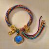 Cuerda de Mano Xizang Tejida a Mano Recurrente Cuerda de Mano Pequeña Pulsera Thangka Cuerda Thangka Dios de la Riqueza Madre Verde Zakilam