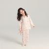 Pudding Roupa de Primavera Haru 2025 Novo Estilo Doce para Meninas Roupa de Casa Infantil Manga Longa Amigável à Pele Conjunto de Pijama
