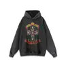 Sudadera con capucha para hombre Estilo Retro Calavera Estampado Calle Americana Lavado Pesado Vibe Estilo Perezoso Hip-Hop Marca de Moda Sudadera con Capucha