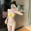 Bikini de dos piezas a rayas para niña 2026, top de punto con shorts tipo boxer, camiseta deportiva, salida de baño, traje de baño para mujer estilo resort para aguas termales