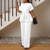 Roupas Femininas Europeias e Americanas Enviadas Verão 2025 Cor Sólida Top de Amarrar Calças de Perna Larga Moda Casual Terno de Exportação Mulheres
