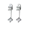 Brincos de Tarraxa de Cogumelo Prateado Fresco Estilo Coreano com Strass Brincos Simples para Mulheres Elegante Uso Dupla Face Design de Nicho Brinco