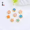 Cuentas Sueltas Chapadas en Cobre con Cloisonné de 18K, Cuentas Espaciadoras de Pétalos Esmaltadas Azul Quemado, Accesorios para Joyería de Goteo de Esmalte para Pulseras DIY
