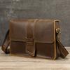 Bolso Colgante de Cuero Crazy Horse para Hombre Bolso de Hombro para Hombre Negocios Casual Moderno Gran Capacidad Bolso Bandolera Capa Superior Cuero Vacuno Bolso de Solapa para Hombre
