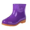 Botas de Lluvia Cortas para Mujer Four Seasons, Zapatos Impermeables Forrados de Lana para Adultos, Zapatos de Goma Antideslizantes Engrosados, Botas Cálidas de Corte Bajo con Suela Plana