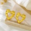 Pendientes Pequeños de Garra de Panda Electroplateados en Acero de Titanio Oro de 18K para Mujer, Joyería de Acero Inoxidable con Corazón de Zirconia Candado Concha, Tachuelas para Oreja