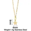 Collar de Acero Inoxidable de Lujo Ligero Estilo Europeo y Americano para Mujer, Tortuga Dulce con Forma de Corazón, Estrella, Cruz, Colgante de Circonita, Cadena para Clavícula