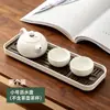 BnbNew Bandeja de Té con Drenaje Tapa de Madera Estilo Chino Mesa de Té de Lujo Ligero Bandeja para Juego de Té Kung Fu Portavasos