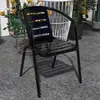 Silla Exterior Imitación Ratán Hierro Forjado Respaldo Hueco Sillón Mesa de Ajedrez y Cartas para Balcón Silla de Asiento Transpirable Cómoda Simple Casual para el Hogar