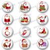 Imanes Navideños de Dibujos Animados Europeos y Americanos con Patrón de Papá Noel, Imanes de Cristal, Imanes Redondos Navideños para Refrigerador