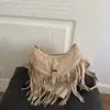 Bolso de axila de gamuza con flecos estilo retro occidental 2026 para mujer con correa de hombro ancha ajustable, bolso tipo silla de montar de gran capacidad, bolso de hombro